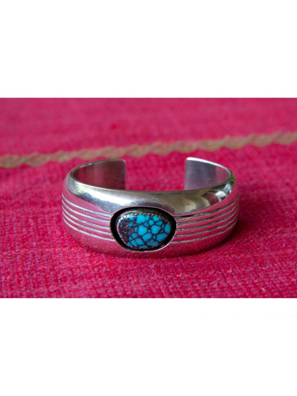 Jackson Navajo Sterling Silver Cuff Bracelet with Turquoise